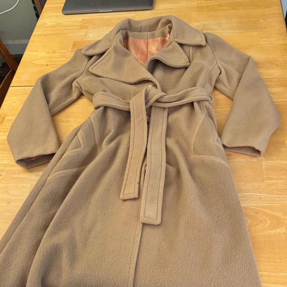 Women’s Camel Belted Wool-Blend Coat